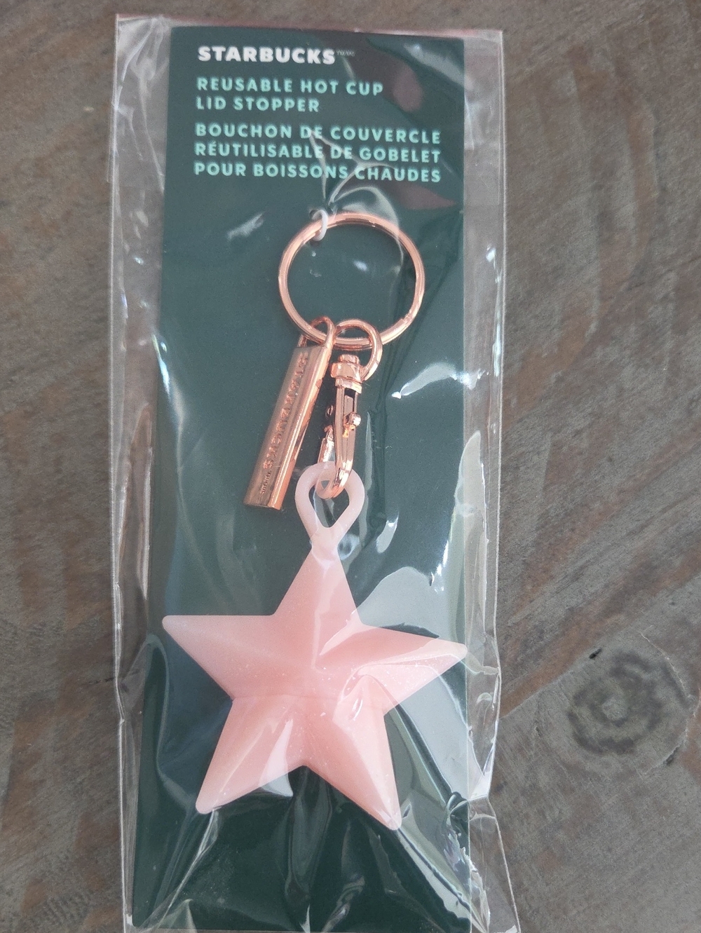 Starbucks Pink Star Key & Lid Stopper with Rose Gold Hardware